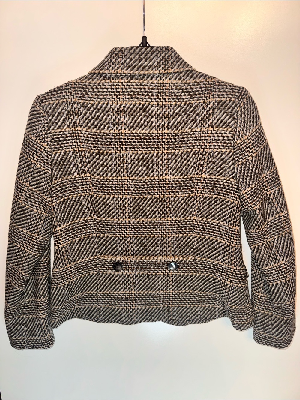 Pendleton Petite 4 Wool Plaid Cropped Blazer Jacket Made In USA Brown Black - Picture 2 of 4